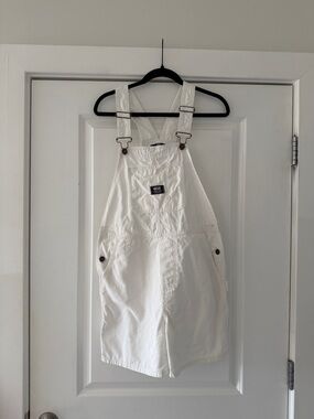 Vans White Denim Short Overalls